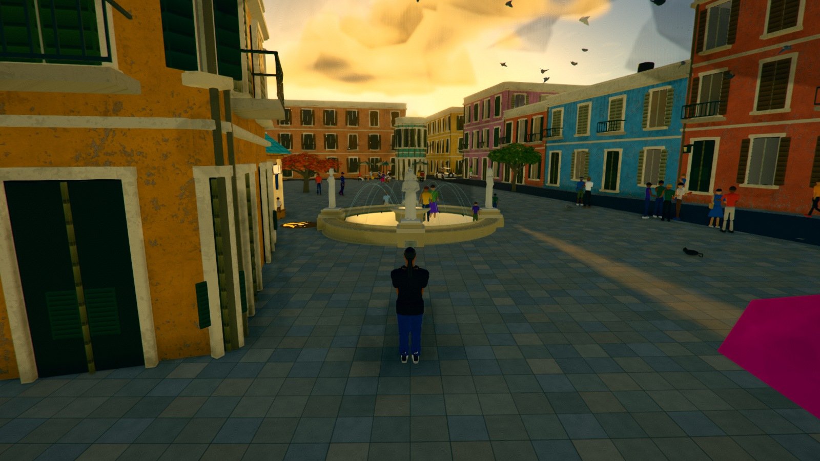 Una calle del Viejo San Juan a la hora dorada, capturada en el motor del juego